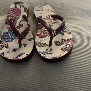 Tory Burch Burgundy Floral Sandals NEW no tags or box!